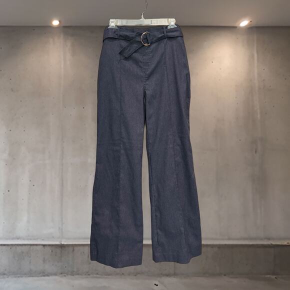 Haver + Blair London Blue Wide Leg Pants with Belt Stretch Blue Women’s Size L - Picture 1 of 6